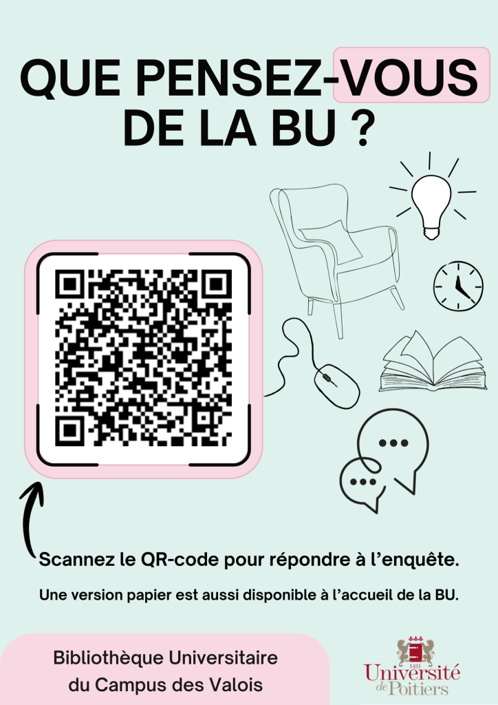 Merci de répondre à l'enquête ! Suivez le lien : https://survey.appli.univ-poitiers.fr/479844?lang=fr